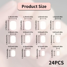 Pack of 24 Press on Nails, Glue-On Nails, Fake French Nails, Artificial Nails for Sticking, Short, Glossy Artificial Nails with Colourful Edge, Full Cover False Square Fingernails for Women and Girls
