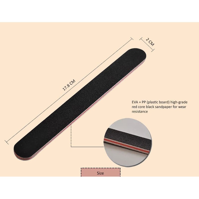BANSHAN 12 PCs Professional Nail Files Double Sided Emery Boards