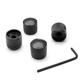 SAPHUE 4 Pcs Metal Volume Tone Dome Tone Guitar Speed Control Knobs with Allen Keys Screws Set for Fender Strat Telecaster Gibson Les Paul Electric Guitar or Bass（Black）