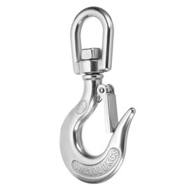 sourcing map 3/8" Slip Hook, 304 Stainless Steel Swivel Lifting Hook 2204 lbs Capacity Rotatable Chain Clevis Hooks Safety Chain Hooks for Crane, Fishing Boat, Port Transportation
