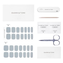 DANNI & TONI Semi Cured Gel Nail Strips Solid Colour Gel Nail Stickers (Slate) Nail Wraps 28 Stickers