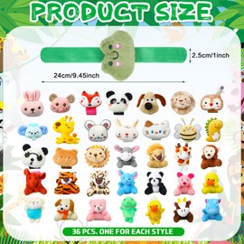 Yexiya 36 Pcs Stuffed Animal Slap Bracelets for Kids Plush Animal Wristband Cute Wrist Pets Slap Bracelet Bulk for Boys Girls Birthday Holiday Gifts Themed Party Favors Classroom Rewards