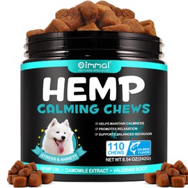 Calming Chews for Dogs,Quiet Moments Dog Calming Treats,Help Promote Relaxation,Dogs Anxiety Stress Relief-Barking,Separation,Thunder,Travel Issues (Salmon, 110counts)