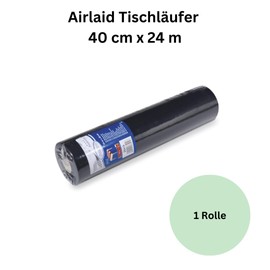 DeinPack 1 Roll Airlaid Table Runner, Black, 40 cm x 24 m, Plain Disposable Table Runner, Perforation Every 120 cm, High-Quality Table Runner, Ideal for All Decorations, Weddings and Parties