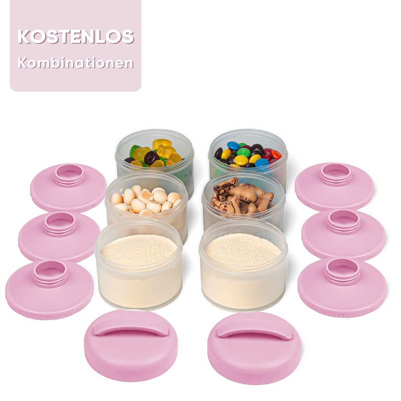 Termichy Milchpulver Portionierer Baby Stapelbar Milchpulver Aufbewahrungsbox 2 Stück (Babyrosa-2)