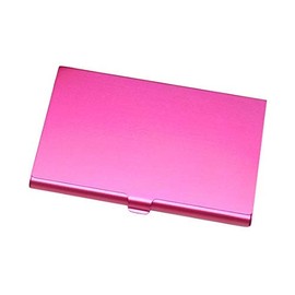 Pocket Business Card Case Holder for Men or Women Aluminum Metal Stainless Steel Professional Slim Business Card Holder for 13-18 Cards (Hot Pink)