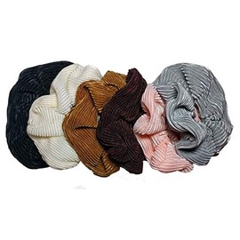 Satin Scrunchie Set, Set of Pleated Satin Scrunchies in Assorted Solids (Black Pink Grey Cream)