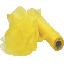 Time to Sparkle 26M x 29cm Sheer Organza Roll Sash Fabric Table Runner Sashes Chair Cover Bows Swags Wedding Party - Yellow Gold