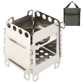 Camping Wood Stove, Camping Stove Hobo Stove Portable Stainless Steel Lightweight Folding Wood Stove Bag Alcohol Stove Compact Grill Outdoor Activities Cooking Hiking Picnic BBQ Outdoor Backpacking