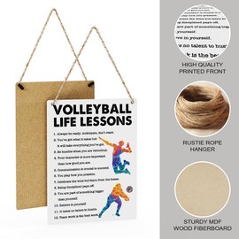 Inspirational Rustic Volleyball Gifts Wall Decorations Motivational Volleyball Coach Gift Farmhouse Wall Hanging Decor Positive Volleyball Team Gifts Decorative Wood Plaque for Home Office Bedroom