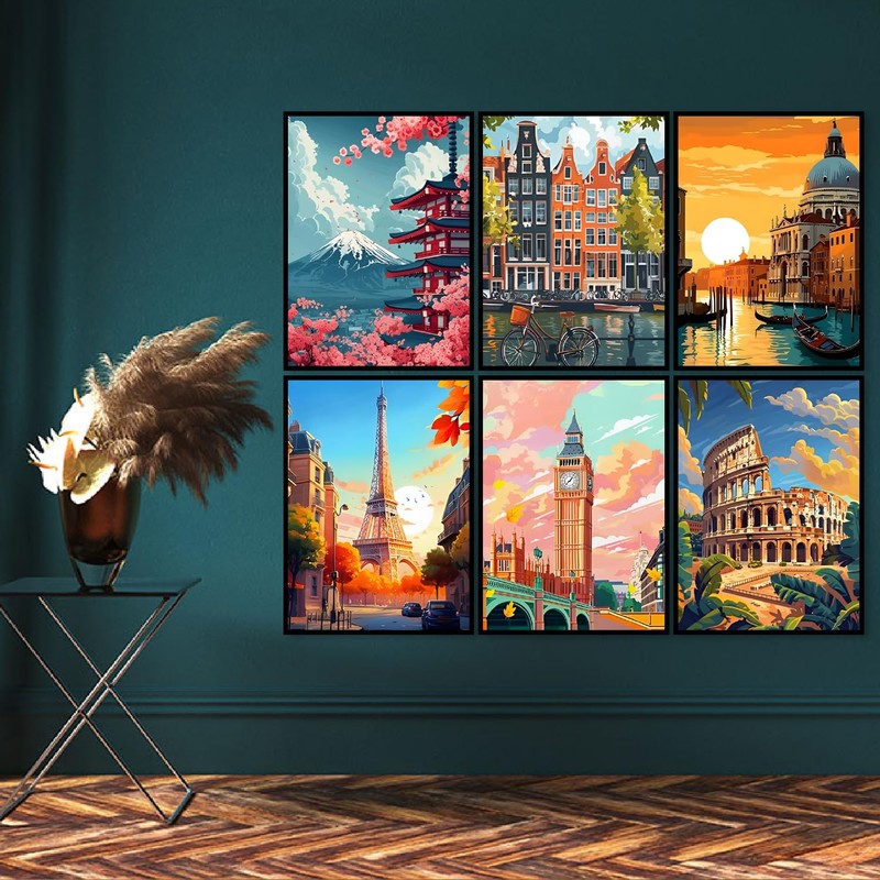 tigdtiu Set di 6 diamond painting per adulti, 5D fai