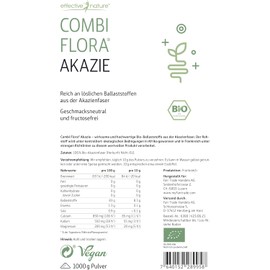 Acacia Fibre Powder Organic - 1000 g - 80% Fibre Content - 100 Days Supply - Organic Certified & Naturally Pure - No Additives