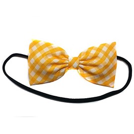 Plaid Hair Bow Collection- Country Hair Bow, Plaid Southern Hair Bows, Plaid Fabric Bows for Girls, Teens, Women (Yellow, Headband)