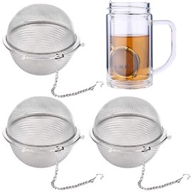 RoserRose Set of 3 Tea Filters, Stainless Steel, 4.5 cm Tea Infuser with Chain, Tea Strainer for Cup, Tea Filter for Loose Tea and Mulling Spices