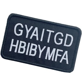 GYAITGD HBIBYMFA Patch，Hook Fastener Backing Removable Embroidered Applique Tag Patches for Clothings, Army Vests, Backpacks, Hats (Black & White Text)