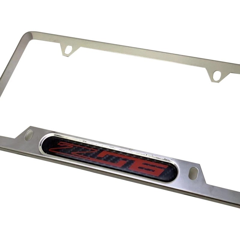 Unbranded 2ps Z06 Stainless Steel License Plate Frame Holder Chrome