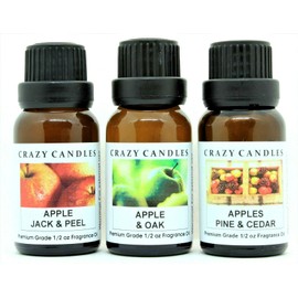 3 Bottles Set, 1 Apple Jack & Peel, 1 Apple & Oak, 1 Apples Pine & Cedar 1/2 Fl Oz Each (15ml) Premium Grade Scented Fragrance Oils by Crazy Candles