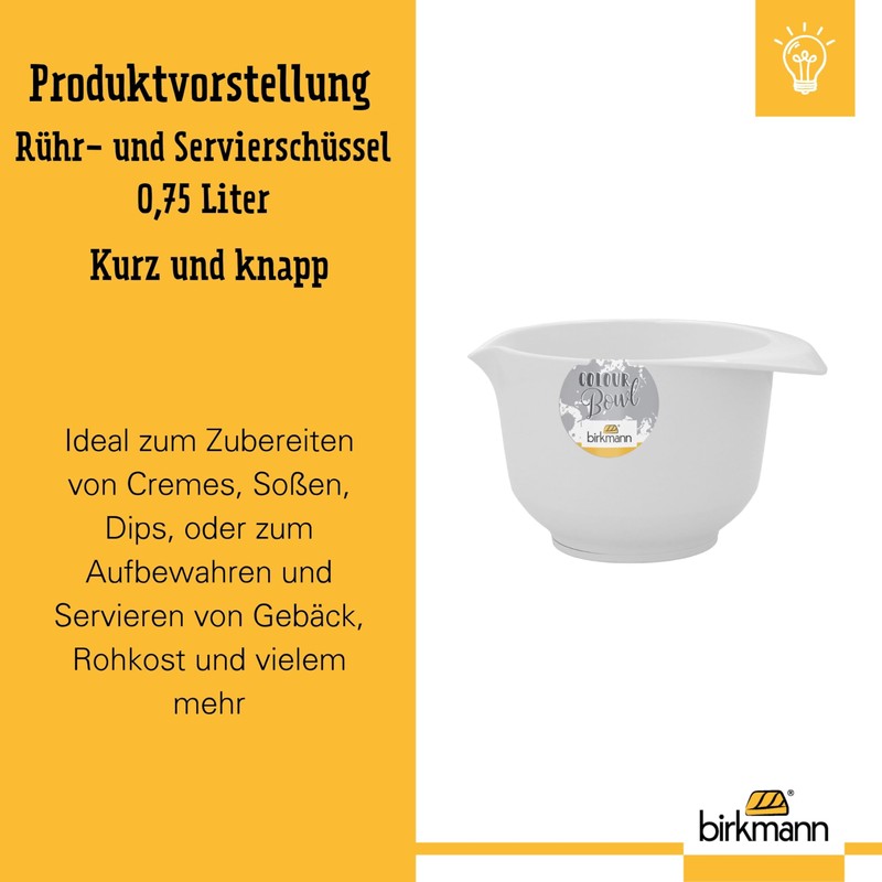 Birkmann Colour Bowls, Mixing and Serving Bowl, Small, 0.75 Litres,