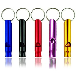 5 * Safety Whistle, Emergency Whistle Survival Emergency Mini Whistle Aluminium Keyring Security/Extremely Loud (Red, Yellow, Black, Blue, Purple)