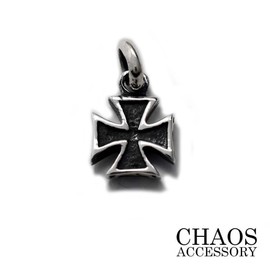 CHAOS 925 Silver Pendant, Charm, 0.6 x 0.3 inches (15 x 8 mm), Men's Iron Cross, Baby Size, Gothic Cross Motif, Medal, Iron Cross, Biker, Luxury, Silver Accessory, Sterling Silver, No Gemstone