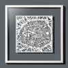 Paris Paper Cut Map White 30x30 cm Paper Art