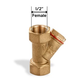 1/2 inch Y-Type Strainer Coarse Water Filter Brass Threaded Pump 0.5" Female Thread Connector Filtering Valve Adaptors Oil Separation Mesh Sediment Filters For RVs Water Heating System Plumbing