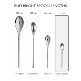 Robert Welch Bud Bright Cutlery Coffee/Espresso Spoon, Set of 8. Suitable for Espresso, Small Coffee. Made from Stainless Steel. Dishwasher Safe.