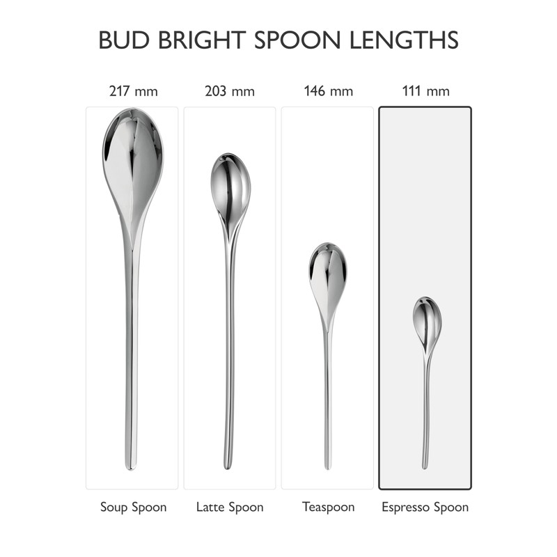 Robert Welch Bud Bright Cutlery Coffee/Espresso Spoon, Set of 8.