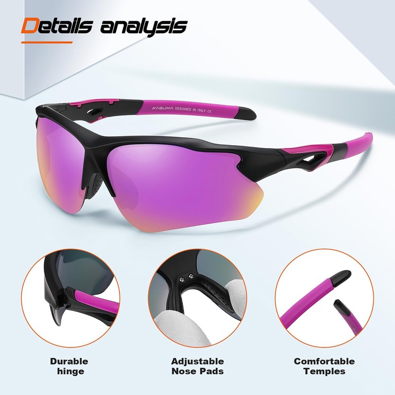 FAGUMA Polarized Sports Sunglasses for Men Women Fishing Cycling Running