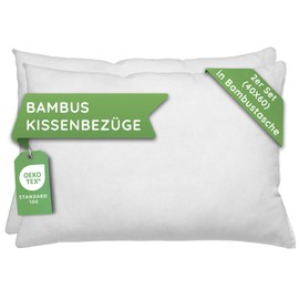 Sootora Bambus Kissenbezug 40x60 (2er Set), natürlich & weiche Kissenhülle, Akne Kopfkissenbezug, antiallergische Bettwäsche, Haarbruch Kopfkissen 40x60 Bezug