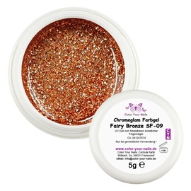 Premium Glamgele - Funkelnde Highlights für glamouröse Nageldesigns, Brillante Farben, Spektakuläres Funkeln, 15 Farben in Premium Qualität (Bronze (SF-09), 5g)