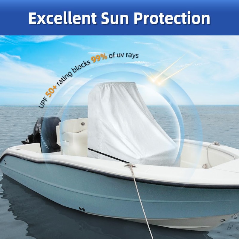 Zenicham Center Console Boat Cover UPF 50+, 420D Waterproof Boat