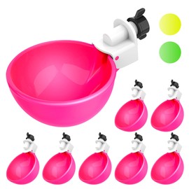 Lil'Clucker - Pink Large Automatic Chicken Waterer Cups Suitable for Ducks, Geese, Turkeys, and Bunny Rabbit - Water Feeder Kit - Poultry Waterer - Pack of 8