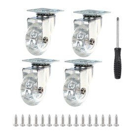 PATIKIL 2 Inch Swivel Caster Wheels, 4 Pcs Clear PU Rolling Castors with 360 Degree Top Plate Furniture Wheels 198 Lbs with Screws Screwdriver for Cabinet