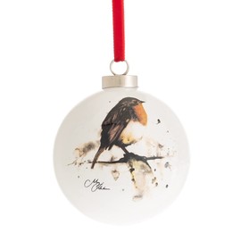 Meg Hawkins Ceramic Christmas Bauble 8cm - Robin