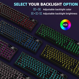 Gaming Keyboard USB Wired RGB Rainbow Light with Volume Knok, 7 Color Backlit+8 Models LED Lighting Effects, 19 Keys Without Impact，Spill Resistant, Fn+12 Media Hotkeys,Compatible with Windows/MAC