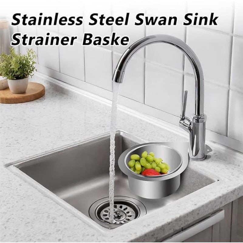 Stainless Steel Swan Sink Strainer Basket, 2024 New Multi Functional