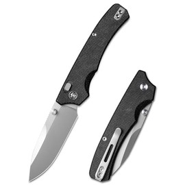 REMETTE PeakWD107- EDC Pocket Knife, 3.55’’ 14C28N Steel Rose Gold Blade, Liner Lock Micarta Handle - Lightweight Folding knives with Clip for Men & Women Hiking Outdoor (Silver)