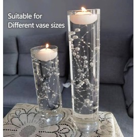 50 Pcs Pearl String for Floating Candles Centerpiece, Silver Faux Pearl Beads Vase Filler for Wedding Table Décor.