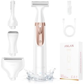 ANLAN Maquinilla de afeitar eléctrica 4 en 1 sin dolor para mujer, recortadora de bikini y afeitadora corporal con hoja de cerámica, impermeable, reca
