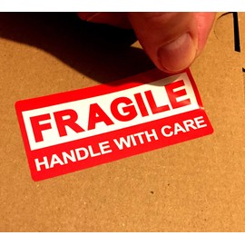 BT-Label 650 Warning Labels Fragile Stickers 78 x 36 mm Red/White Caution Fragile Risk of Breakage Warning Sticker Labels Attention Sticker Handle with Care