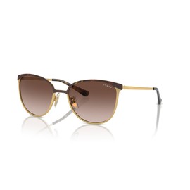 Vogue Eyewear Women's VO4002S Round Sunglasses, Top Havana/Gold/Gradient Brown, 55 mm