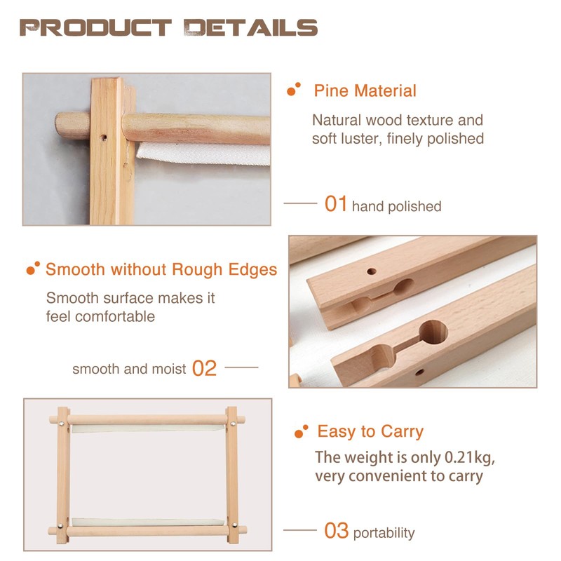 MUFEKUM Beech Wood Embroidery Tapestry Scroll Frame, Wooden Cross Stitch