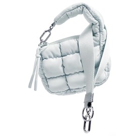 DOYOGI Mini Quilted Wristlet Bag for Women, Puffer Handbags,Evening Bags,Charm Lipstick Bag,Cute bag Charm for Gift (Grey)