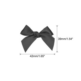 MECCANIXITY 50Pcs Mini Ribbon Bow Mini Fabric Satin Ribbon Flower Bows for Craft DIY Sewing Wedding Birthday Party Black