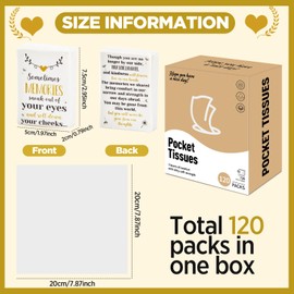 120 Pack Funeral Facial Tissues Keepsakes Memorial Pocket Tissues Inspirational Poem 3 Ply Mini Travel Size Tissue Individual Packs Funeral Favors for Guests Relatives Family Friends Memorial Gift