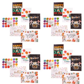 Tarjetas de Cumpleaños, 6 diseños ×4 Juegos, Sobres Incluidos, Tarjeta de Felicitación de Feliz Cumpleaños, Tarjetas de Felicitación Coloridas Adecuado para Dar a Amigos / Familiares / Colegas/ Compañeros de Clase (24 PCS)