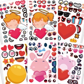 Aowplc Valentines Day Stickers 24 Sheets Make Your Own Valentines Crafts Stickers for Kids Party Favors Classroom Valentines Exchange Gifts Supplies