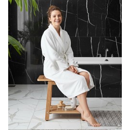 HDPS Shower Bench Seat, Waterproof Poly Lumber Shower Stool, Bathroom Chair with Adjustable Feet, Non-Slip, No Maintenance, Brown