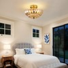 JOI0JES Gold Ceiling Light Fixture, 3-Light Bedroom Semi Flush Mount